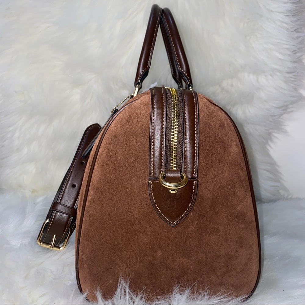 Coach 🤎 Large rowan satchel Suede New purse - Picture 3 of 14